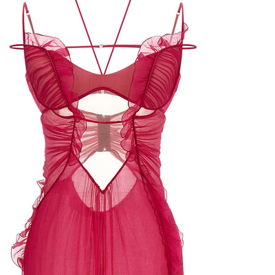 Nensi Dojaka Frilled Gown With Cutouts Dress