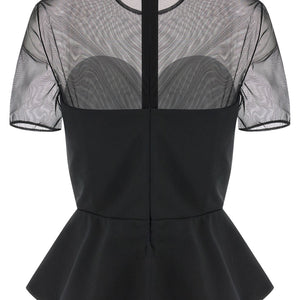 Nensi Dojaka Tailored Bustier With Sheer Neckline Top