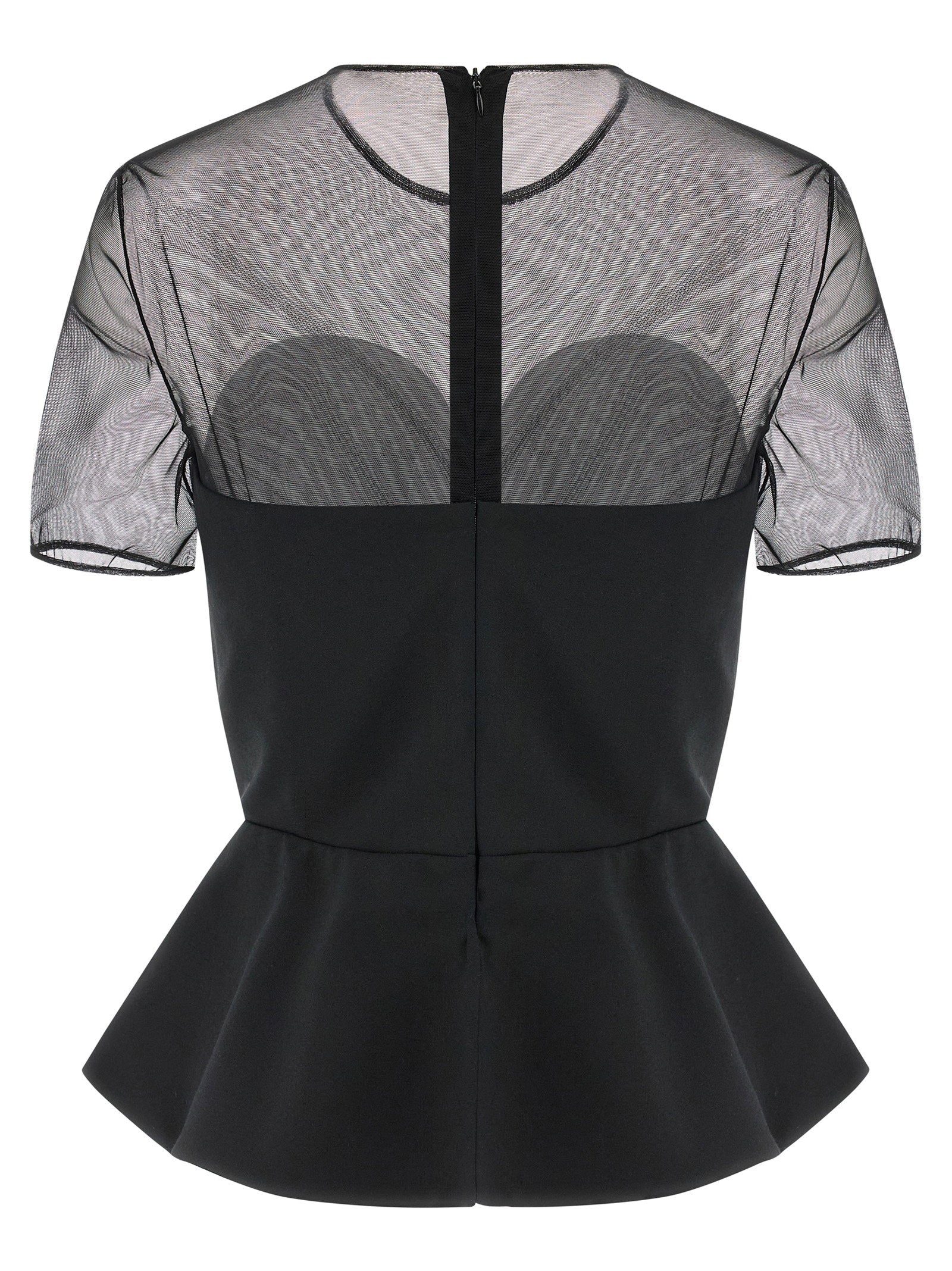 Nensi Dojaka Tailored Bustier With Sheer Neckline Top
