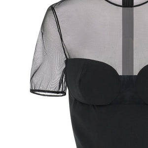 Nensi Dojaka Tailored Bustier With Sheer Neckline Top