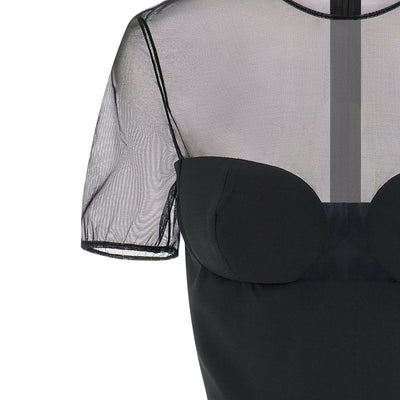 Nensi Dojaka Tailored Bustier With Sheer Neckline Top