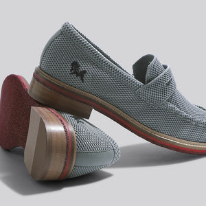 Block Heel Loafers : Grey