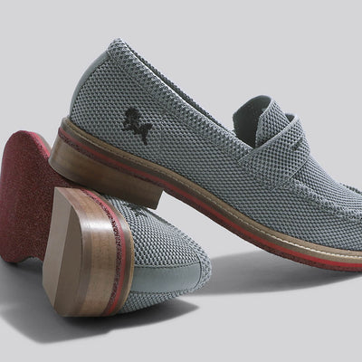 Block Heel Loafers : Grey