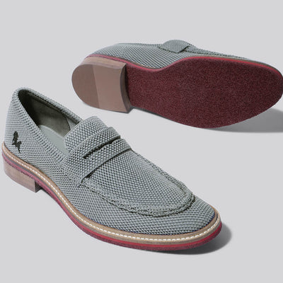 Block Heel Loafers : Grey