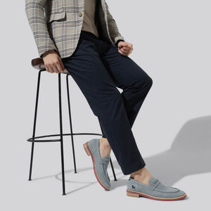 Block Heel Loafers : Grey