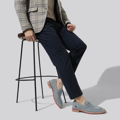 Block Heel Loafers : Grey