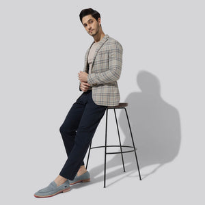 Block Heel Loafers : Grey