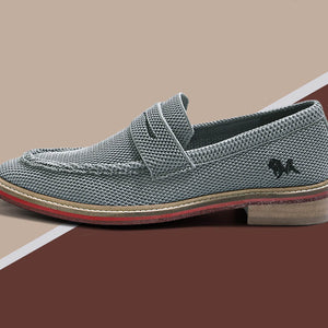 Block Heel Loafers : Grey