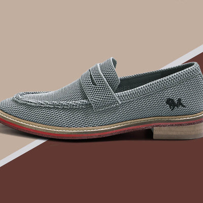 Block Heel Loafers : Grey