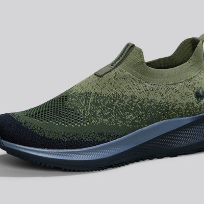 Blend Knit Slip Ons : Olive-Black