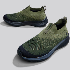 Blend Knit Slip Ons : Olive-Black