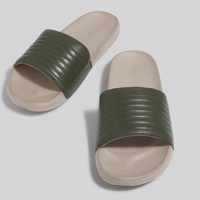 FootBed Slides for Men : Olive Beige