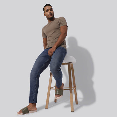 FootBed Slides for Men : Olive Beige