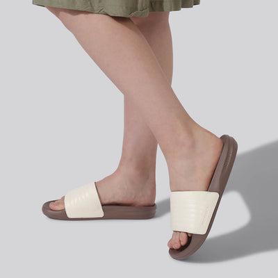 FootBed Slides for Women : Ivory Brown