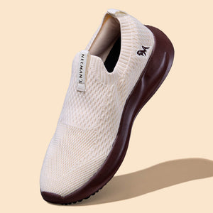 Knit Trainers For Women : Ivory Brown