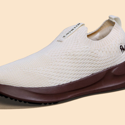 Knit Trainers For Women : Ivory Brown