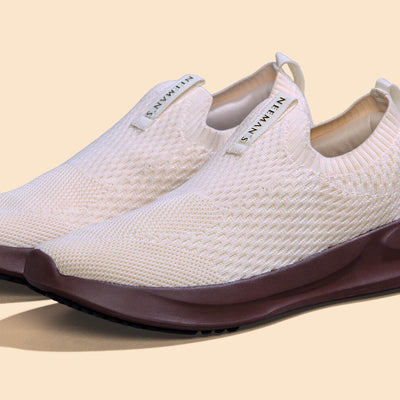 Knit Trainers For Women : Ivory Brown