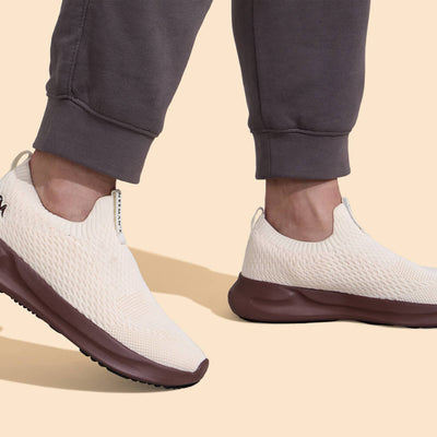 Knit Trainers For Men : Ivory Brown