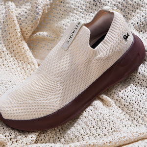 Knit Trainers For Women : Ivory Brown