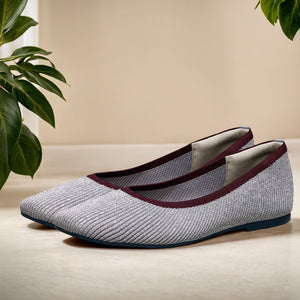 Metallic Square Flats : Grey-Silver