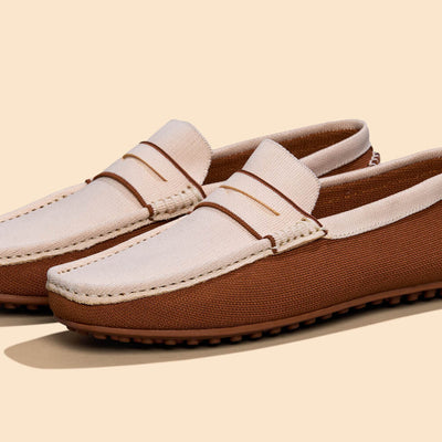 ReLive Knit Color Block Loafers : Beige/Brown