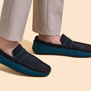 ReLive Knit Color Block Loafers : Teal/Black