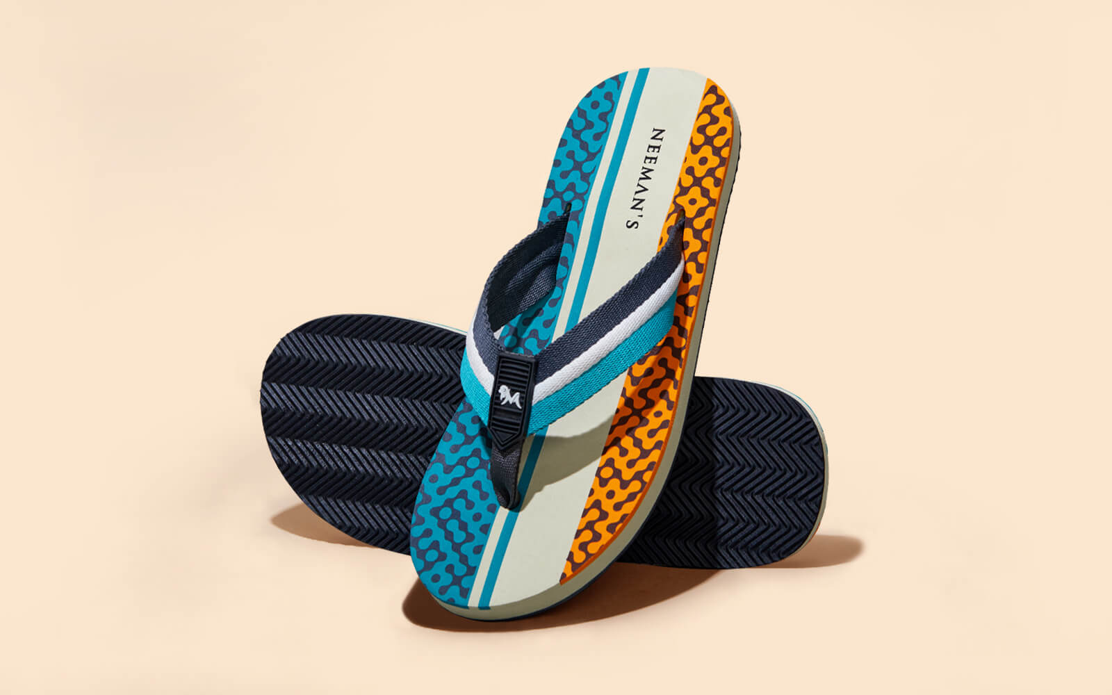 Striped Fusion Flips : Teal-Ivory-Orange
