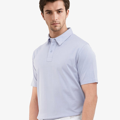 Rare Rabbit Mens Nielson Pastel Blue Cotton Fabric Short Sleeve Jacquard Polo T-Shirt