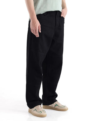 Rare Rabbit Men's Niot Black Cotton Fabric Plain Jeans