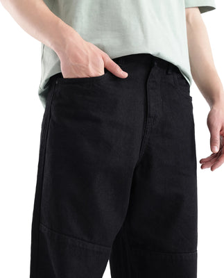 Rare Rabbit Men's Niot Black Cotton Fabric Plain Jeans