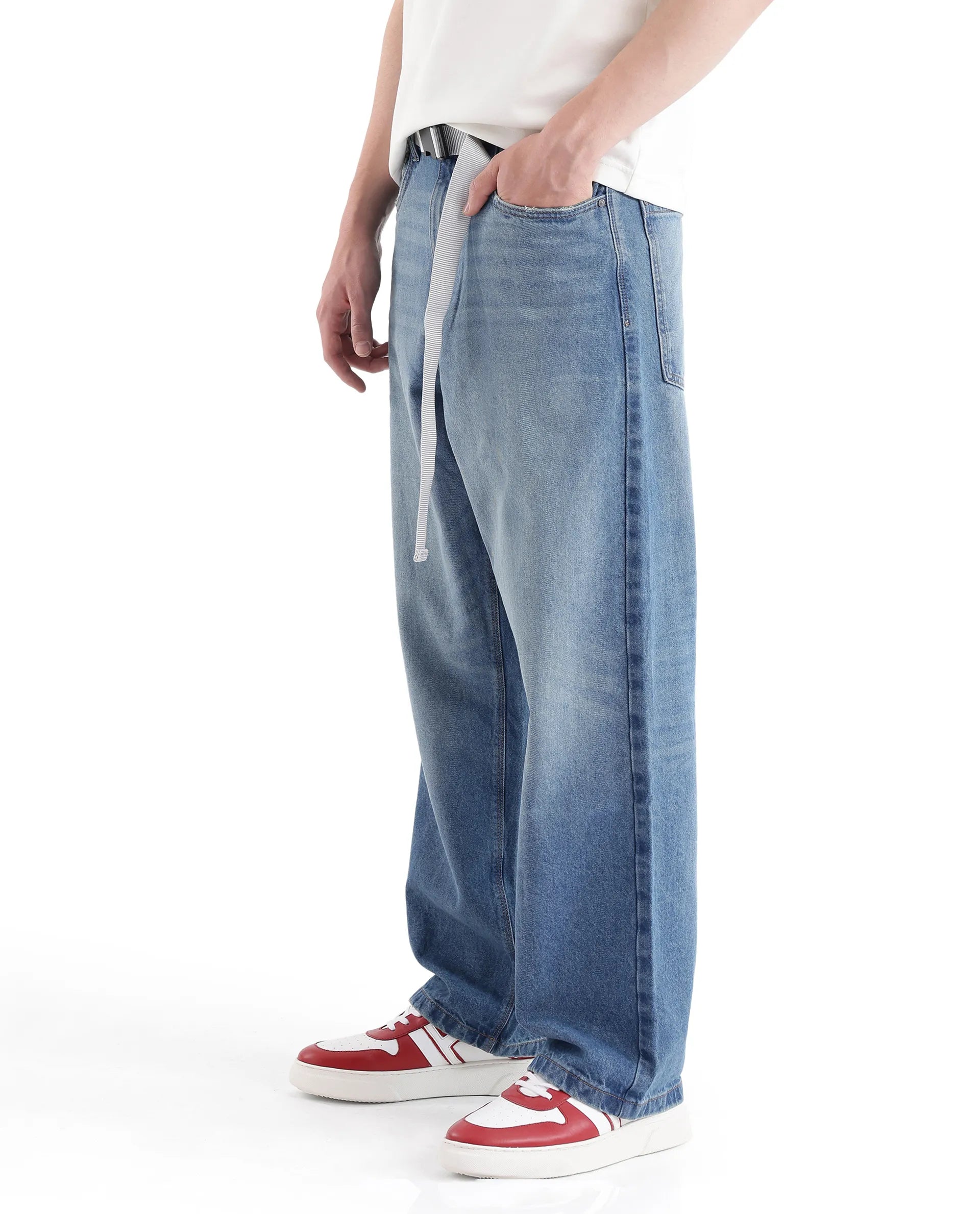 Rare Rabbit Men's Niret Blue Cotton Fabric Plain Jeans