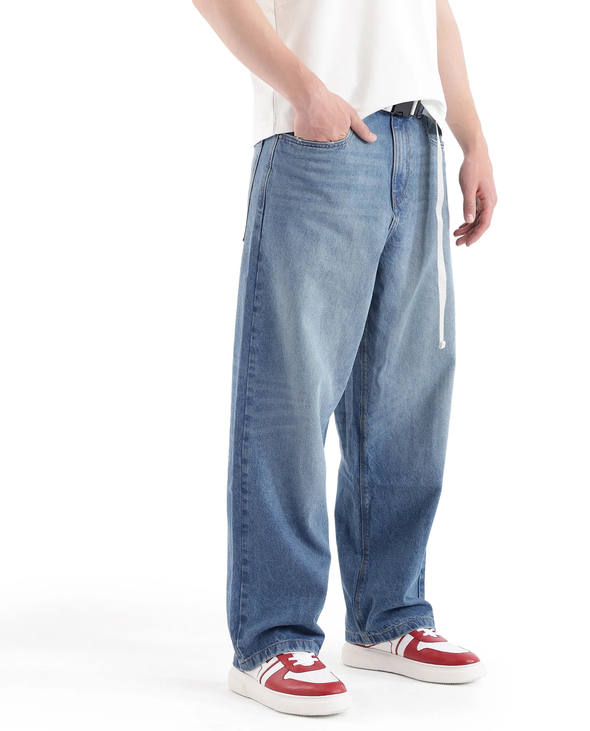 Rare Rabbit Men's Niret Blue Cotton Fabric Plain Jeans