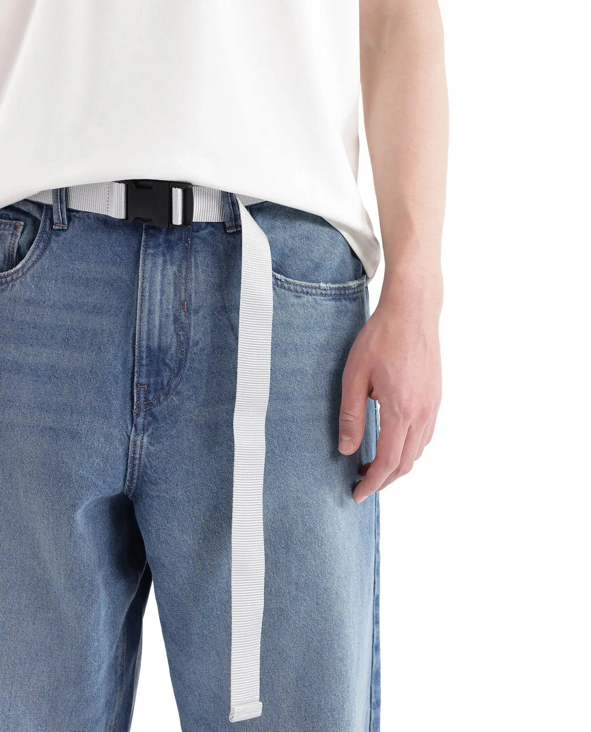 Rare Rabbit Men's Niret Blue Cotton Fabric Plain Jeans