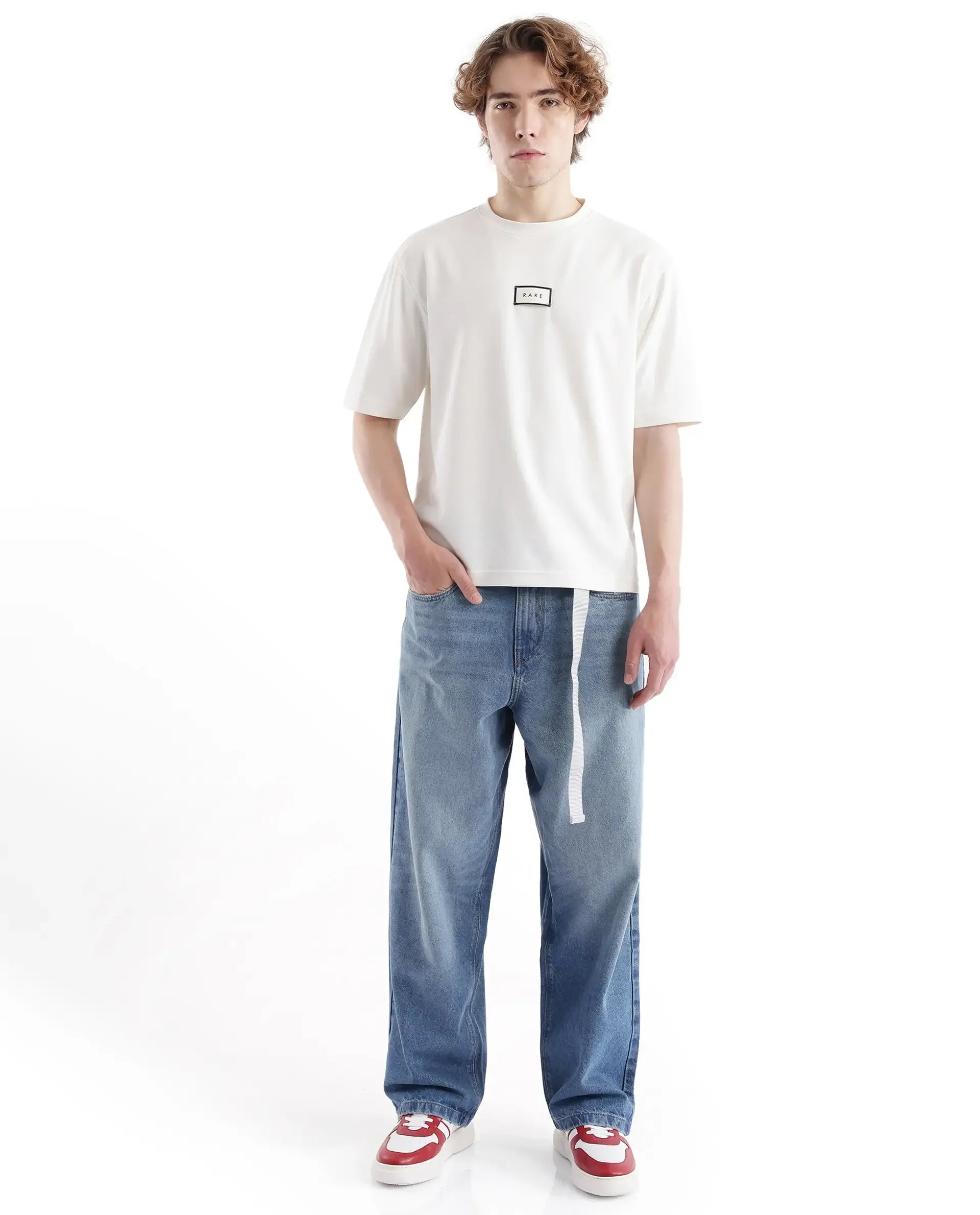 Rare Rabbit Men's Niret Blue Cotton Fabric Plain Jeans