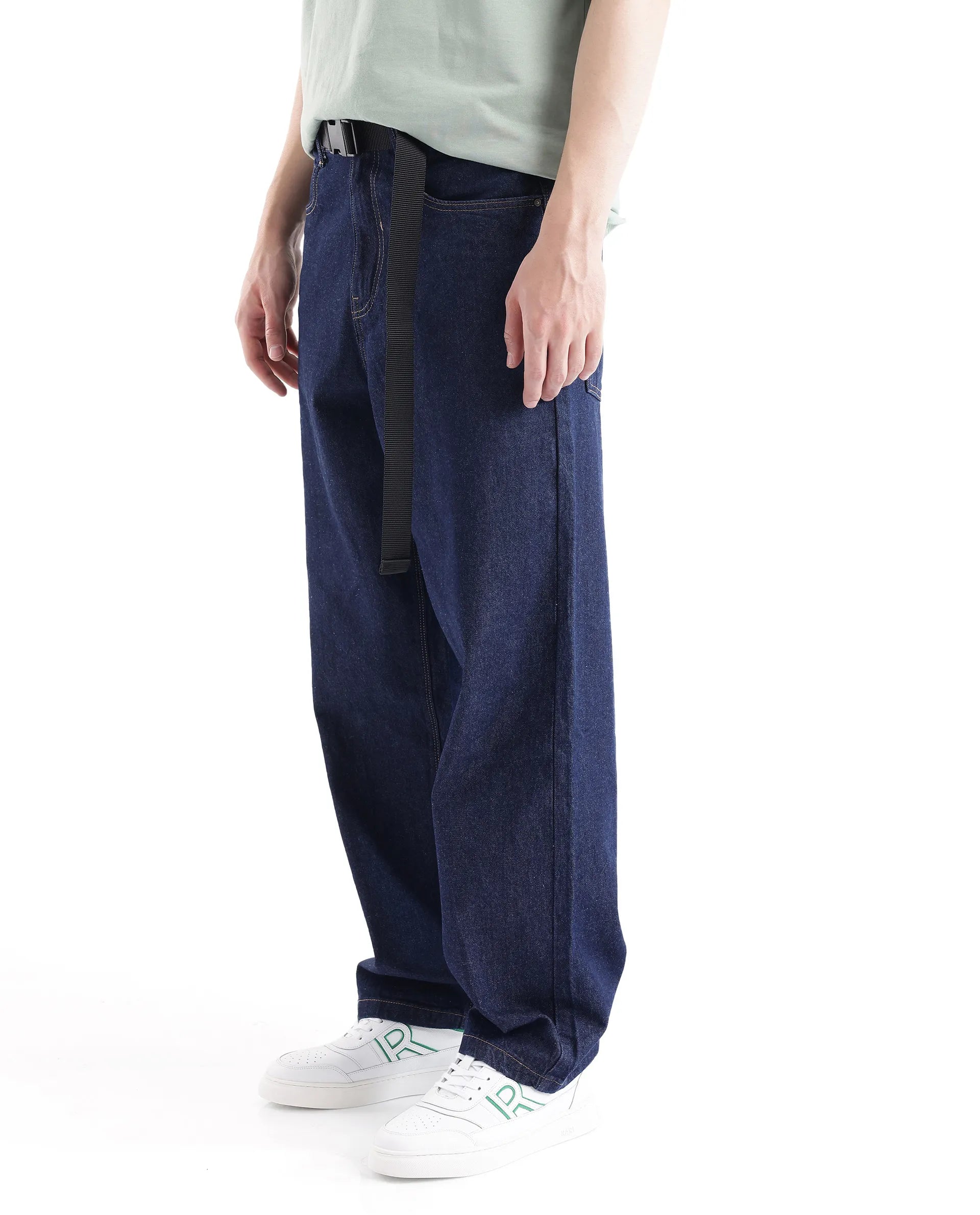 Rare Rabbit Men's Niretor Dark Blue Cotton Fabric Plain Jeans