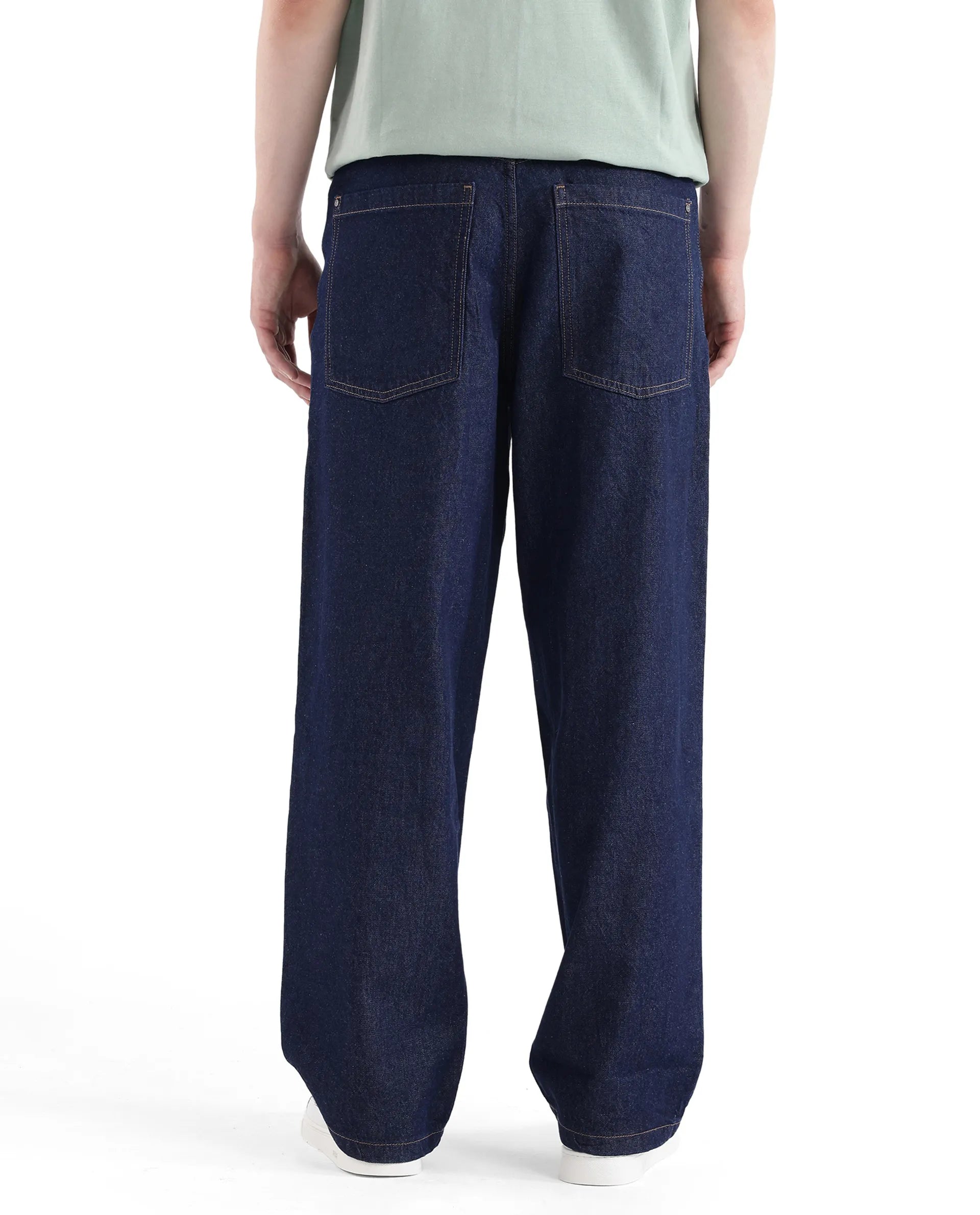 Rare Rabbit Men's Niretor Dark Blue Cotton Fabric Plain Jeans