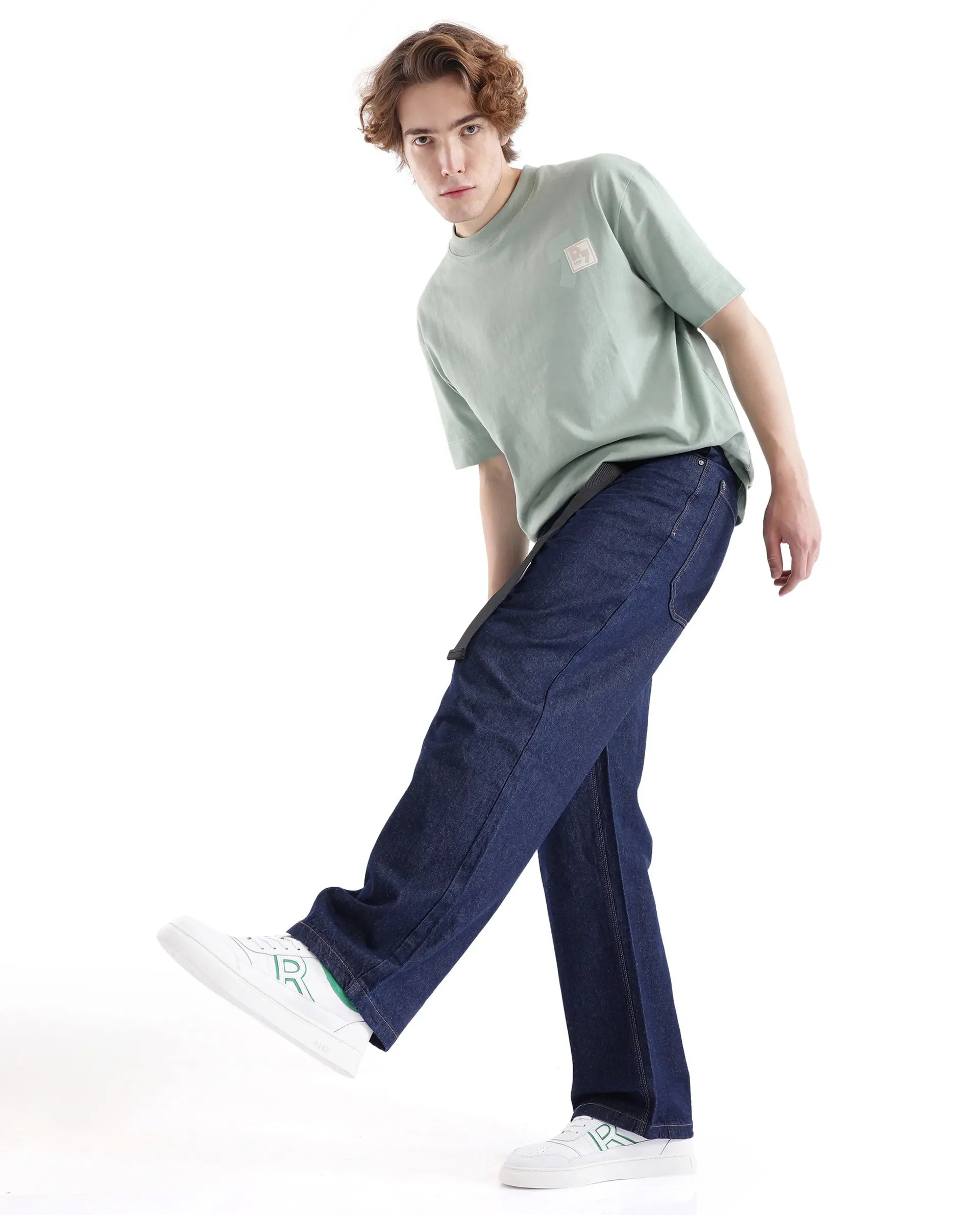 Rare Rabbit Men's Niretor Dark Blue Cotton Fabric Plain Jeans