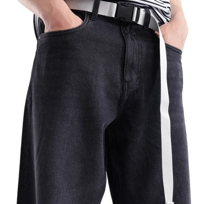 Rare Rabbit Men's Niret Dark Grey Cotton Fabric Plain Jeans