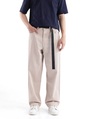 Rare Rabbit Men's Niret Beige Cotton Fabric Plain Jeans