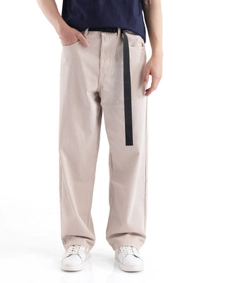 Rare Rabbit Men's Niret Beige Cotton Fabric Plain Jeans