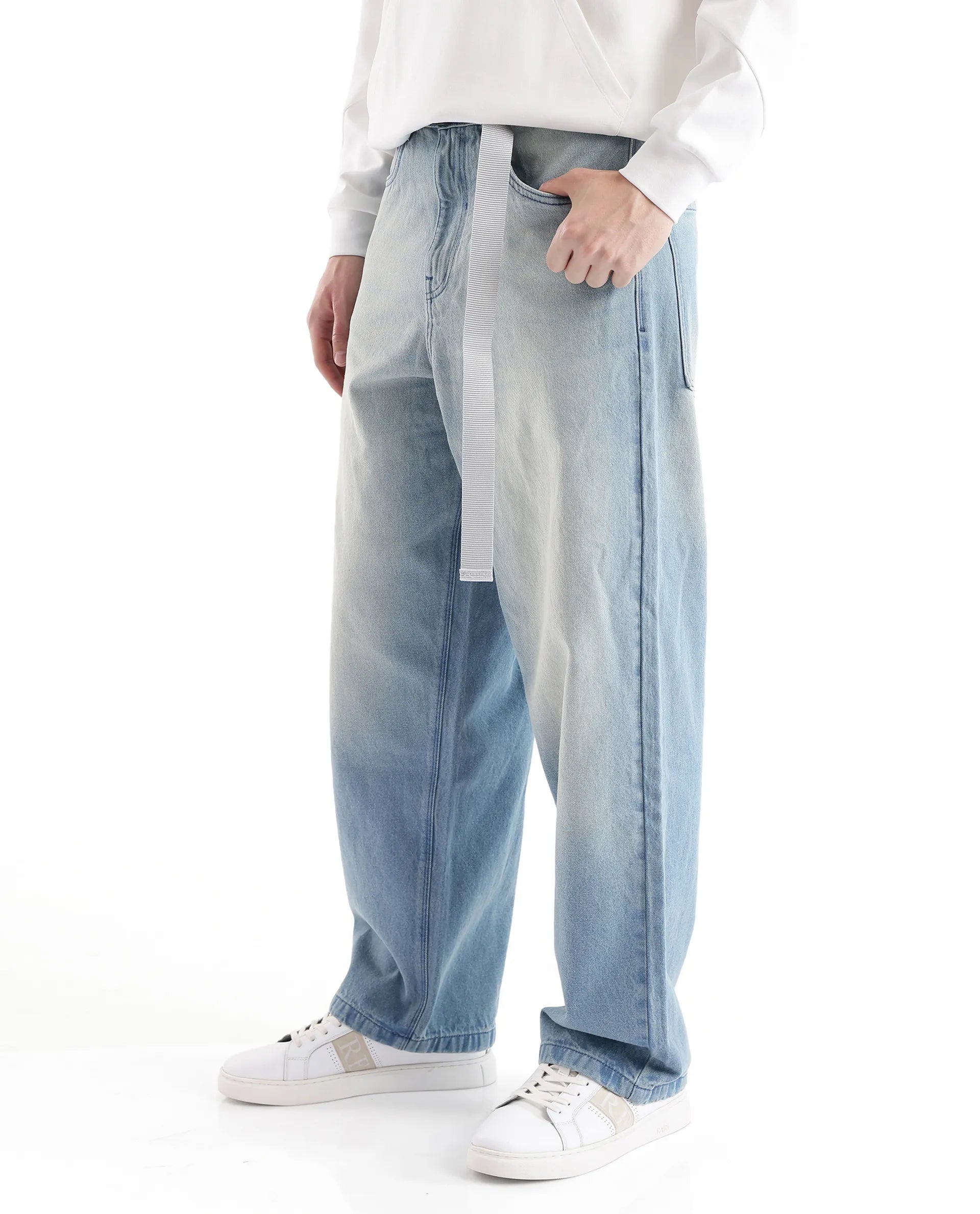 Rare Rabbit Men's Niretor-2 Light Blue Cotton Fabric Plain Jeans