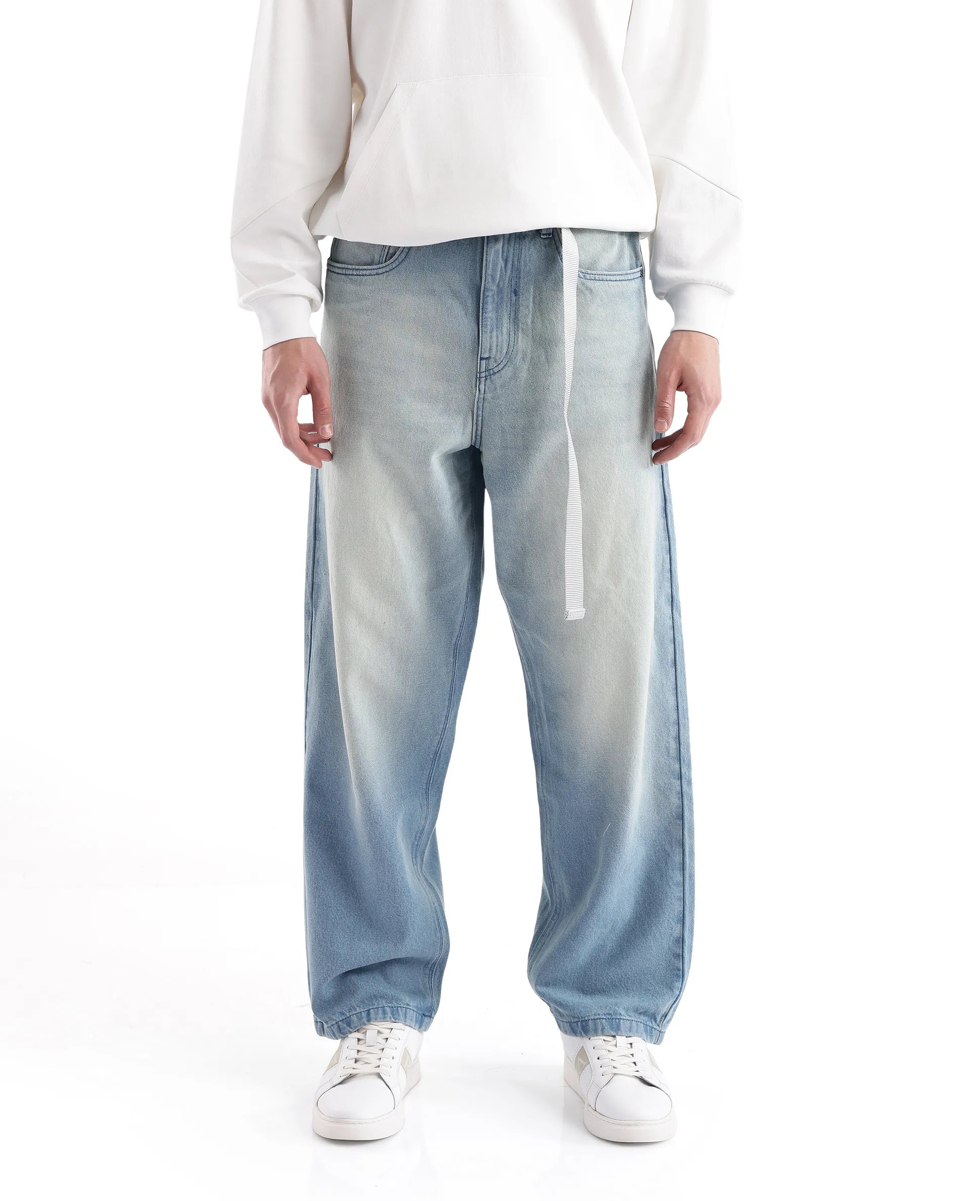 Rare Rabbit Men's Niretor-2 Light Blue Cotton Fabric Plain Jeans