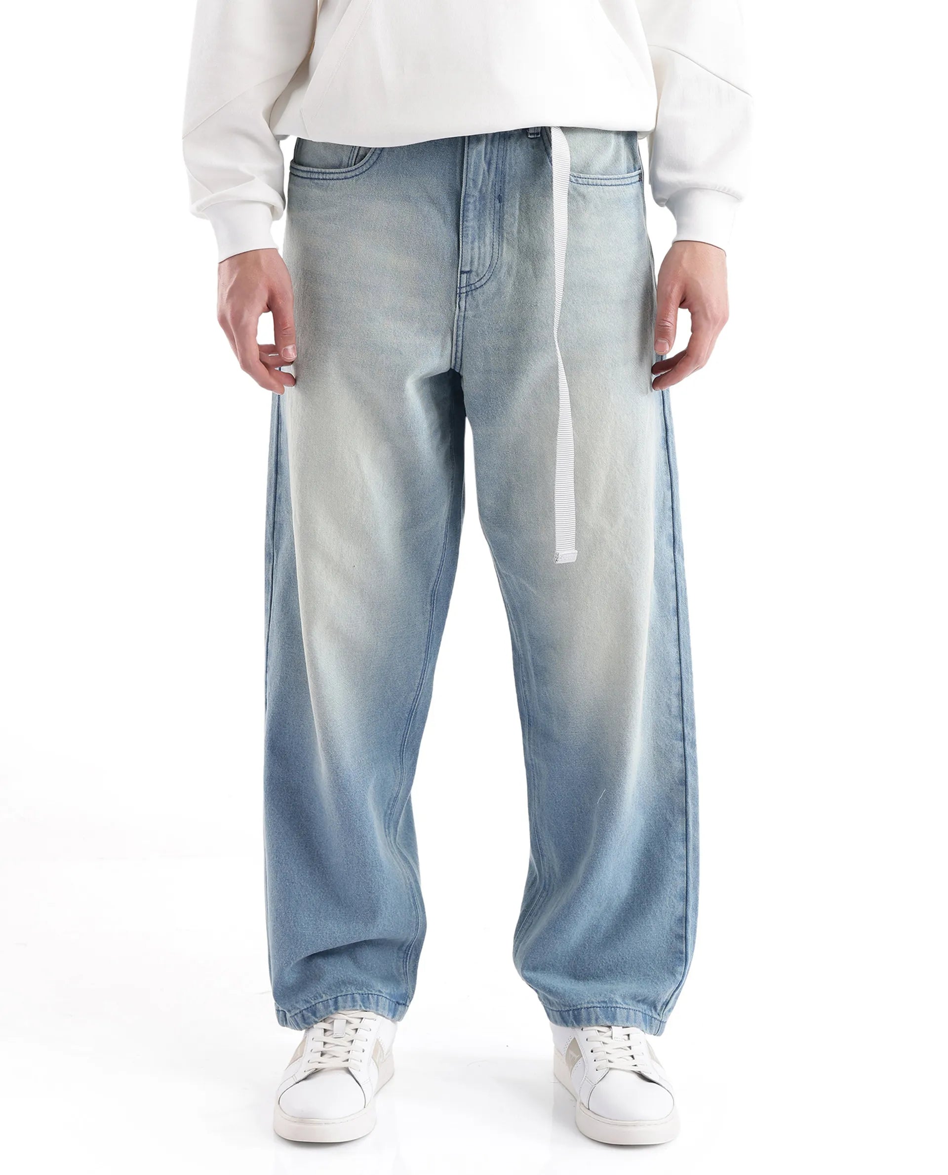 Rare Rabbit Men's Niretor-2 Light Blue Cotton Fabric Plain Jeans