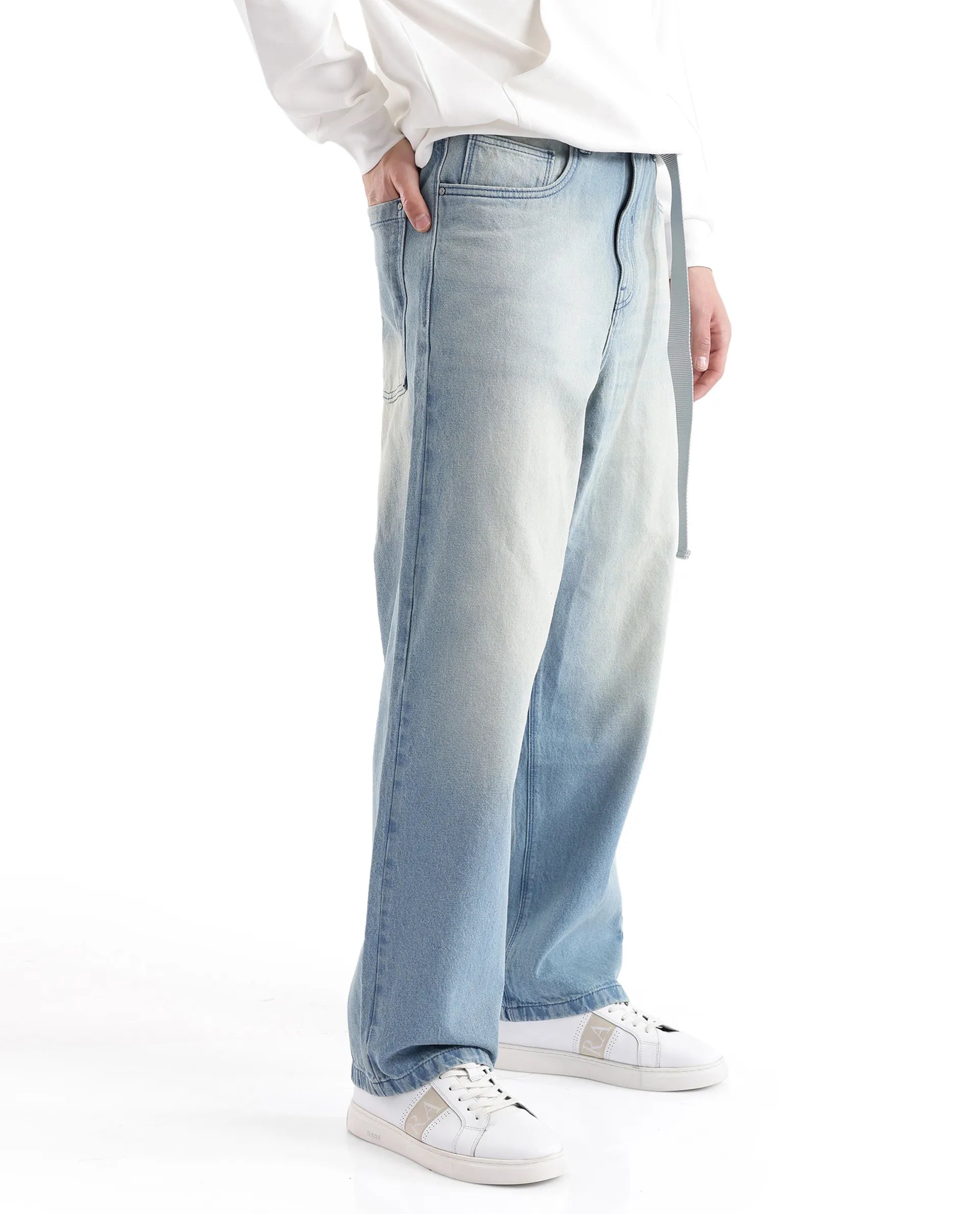 Rare Rabbit Men's Niretor-2 Light Blue Cotton Fabric Plain Jeans