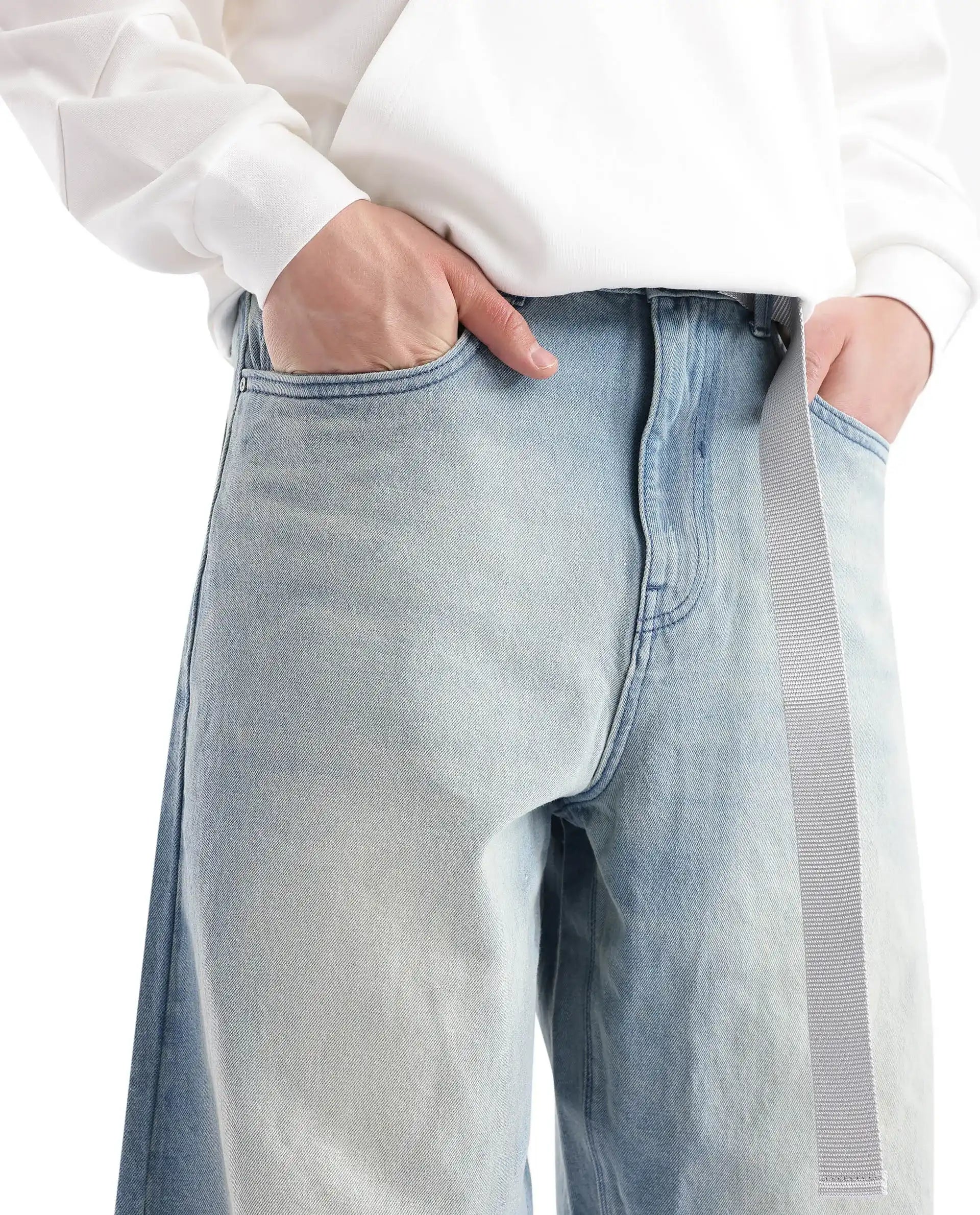 Rare Rabbit Men's Niretor-2 Light Blue Cotton Fabric Plain Jeans