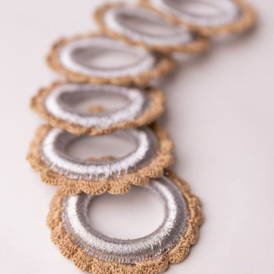 Beige - Samoolam Handmade Crochet Ziba Napkin Holders (Scallops ~ Set of 6)