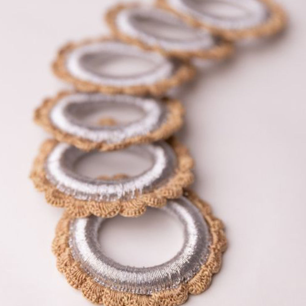 Beige - Samoolam Handmade Crochet Ziba Napkin Holders (Scallops ~ Set of 6)