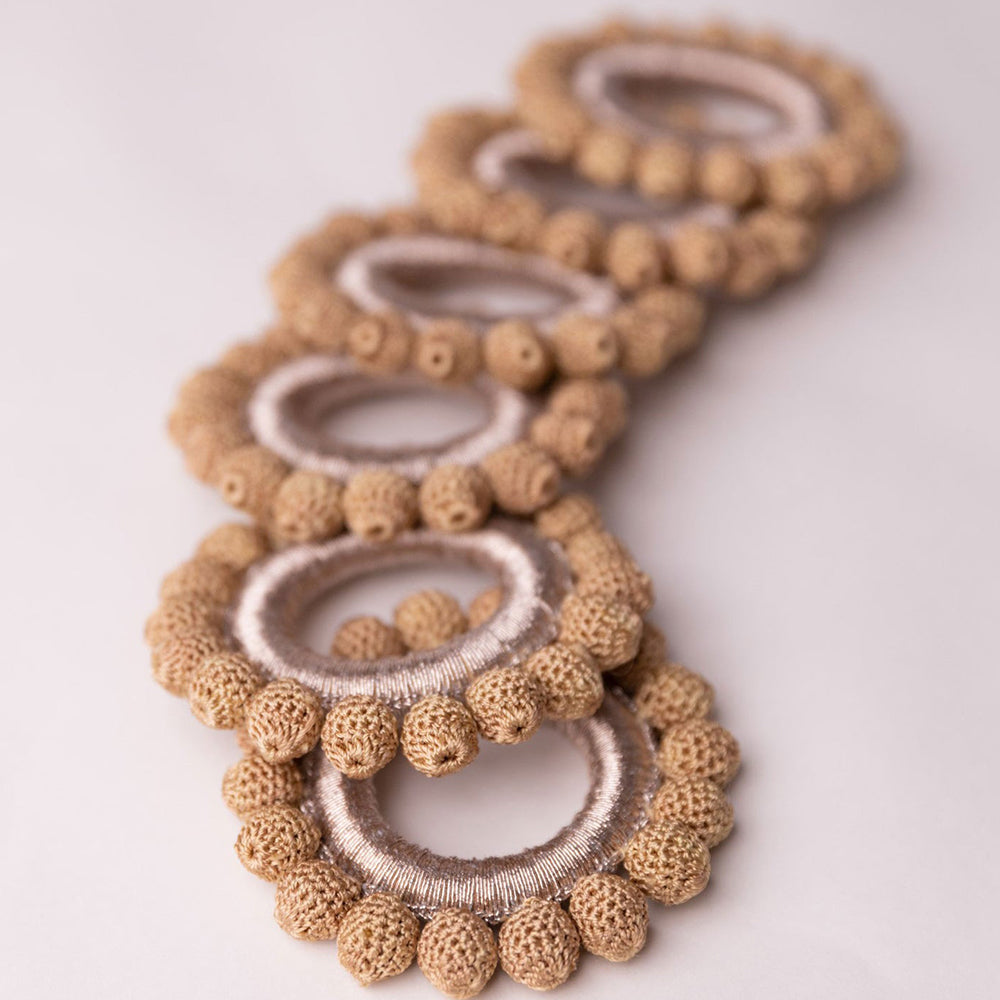 Beige - Samoolam Handmade Crochet Ziba Napkin Holders (Set of 6)