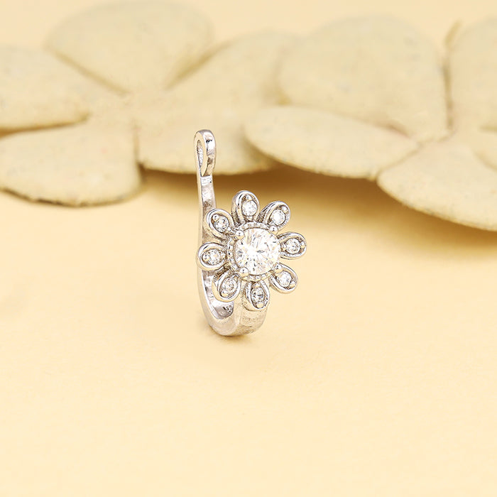 Silver Floral Fantasy Nose Pin (Clip On)