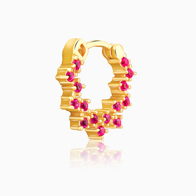 Golden Zig-Zag Red Nose Ring